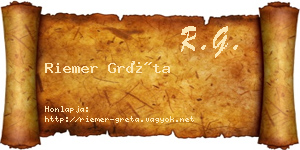 Riemer Gréta névjegykártya